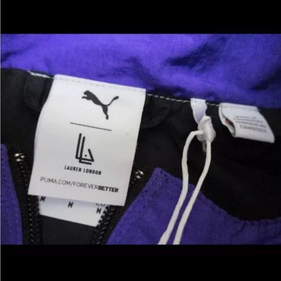 PUMA x Lauren London Track Jacket Black/Purple Windbreaker Medium - Picture 6 of 9